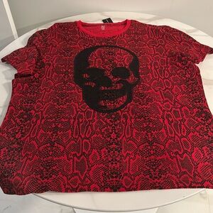 INC International Concepts Red and Black Skull Tee
